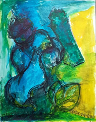 Malerei mit dem Titel "Repression" von Pradeep Jayatunga, Original-Kunstwerk, Acryl