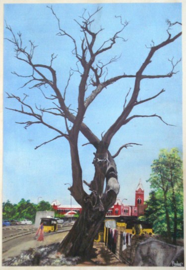 Painting titled "Lone Tree" by Pradeep Kumar, Original Artwork