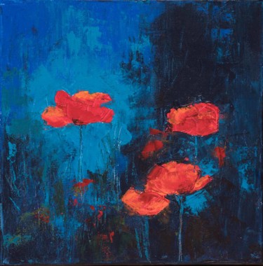 Painting titled "Coquelicots" by Christine Pradier, Original Artwork, Acrylic