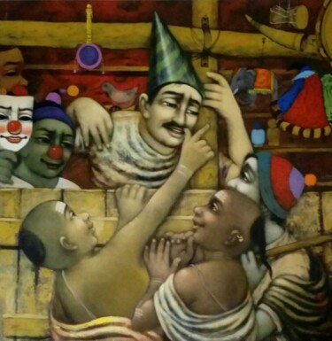 Painting titled "Toys saler" by Pramod Apet, Original Artwork, Acrylic