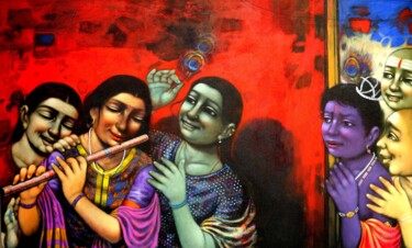 Painting titled "Rada krishna" by Pramod Apet, Original Artwork, Acrylic