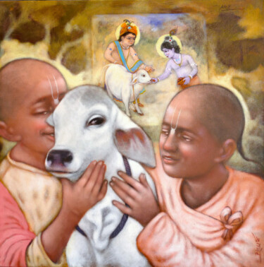 Painting titled "Best Friends" by Pramod Apet, Original Artwork, Acrylic