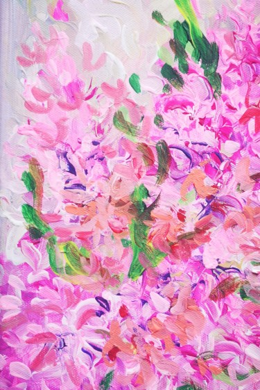 Peinture intitulée "The spring in rose" par Rita Pranca, Œuvre d'art originale, Huile
