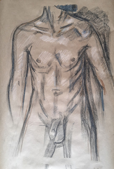 Dessin intitulée "Nude model study 05" par Rita Pranca, Œuvre d'art originale, Craie