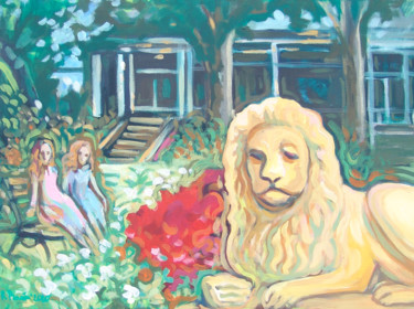 Painting titled "Lion in the Vermane…" by Rita Pranca, Original Artwork, Acrylic