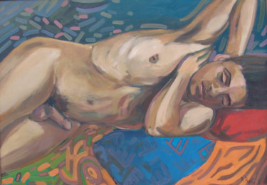 Painting titled "Nude study of Andy" by Rita Pranca, Original Artwork, Oil
