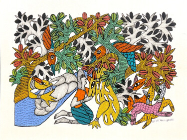 绘画 标题为“love for animals” 由Prasad Singh Kushram, 原创艺术品, 丙烯