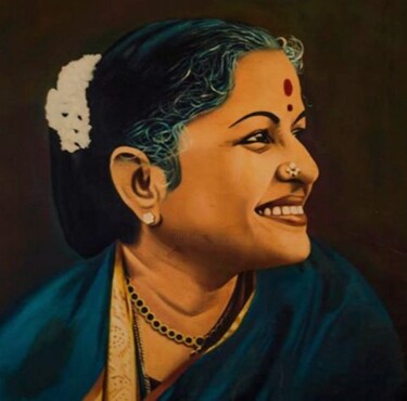 Painting titled "'Bharat Ratna' M.S.…" by Mprasanna Kumar, Original Artwork, Oil