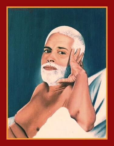 Painting titled "Sri Bhgvan Ramana M…" by Mprasanna Kumar, Original Artwork, Oil