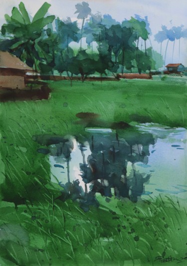 Memories of Prabhu's own country Painting titled "Memories of Prabhu'…" by Prashant Prabhu, Original Art, Watercolor