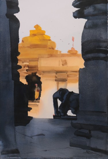 Pintura intitulada "Into your light" por Prashant Prabhu, Obras de arte originais, Aquarela