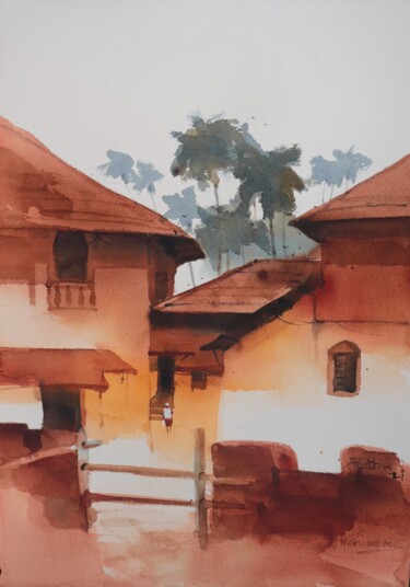 Malerei mit dem Titel "Deep into Honnavar…" von Prashant Prabhu, Original-Kunstwerk, Aquarell