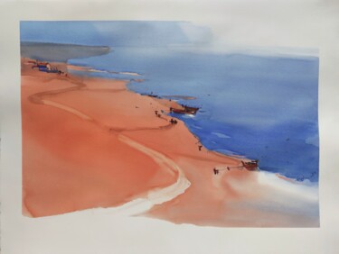 Peinture intitulée "Composing Blue wate…" par Prashant Prabhu, Œuvre d'art originale, Aquarelle