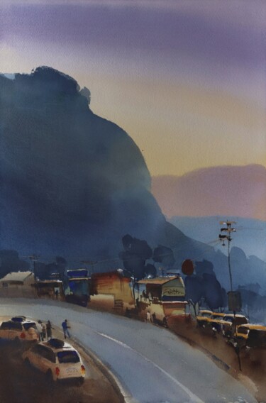 Painting titled "Breaking dawn_ brea…" by Prashant Prabhu, Original Artwork, Watercolor