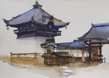 Pintura intitulada "At the gate of anci…" por Prashant Prabhu, Obras de arte originais, Aquarela