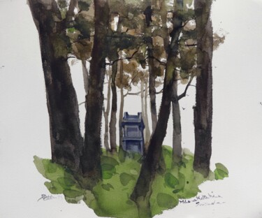 Malerei mit dem Titel "A shrine stood in t…" von Prashant Prabhu, Original-Kunstwerk, Aquarell