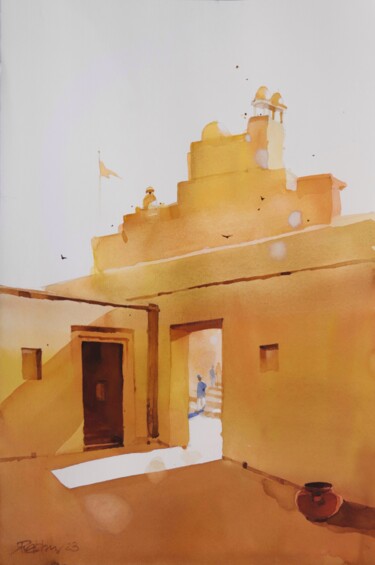 Картина под названием "Sun light, Jaipur y…" - Prashant Prabhu, Подлинное произведение искусства, Акварель