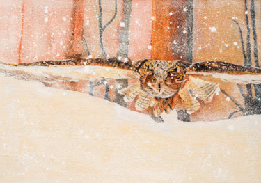 Pittura intitolato "Winter flight" da Gregor Pratneker, Opera d'arte originale, Olio
