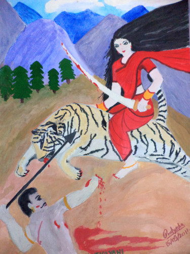 Painting titled "Kaatyayani" by Pratyasha, Original Artwork, Oil