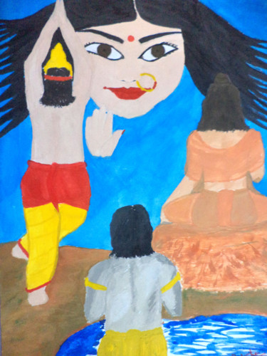 Painting titled "Siddhidatri" by Pratyasha, Original Artwork, Oil