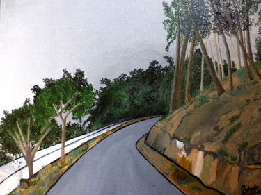 Painting titled "Way to the Hills" by Pratyasha, Original Artwork, Oil