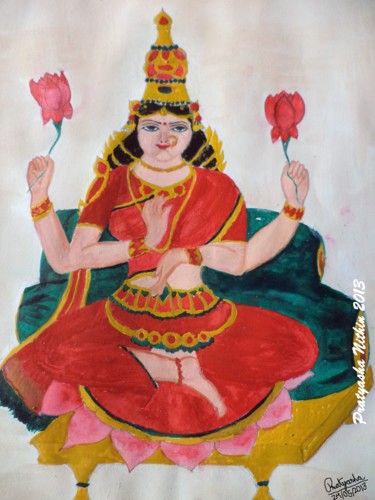 Painting titled "Lakshmi" by Pratyasha, Original Artwork, Oil