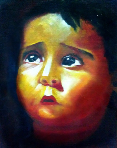 Painting titled ""Poteryali rebenka"-" by Pratyush Kisku, Original Artwork, Acrylic