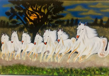 Painting titled "7 Horse" by Preeti Nair, Original Artwork, Acrylic