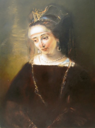 Картина под названием "L'épouse de Joseph" - Pascale Renou, Подлинное произведение искусства, Масло