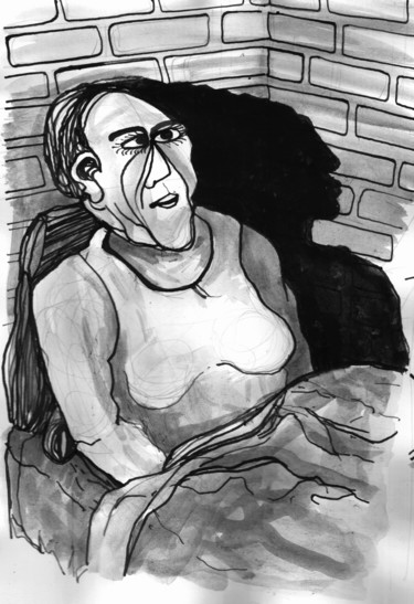 Dibujo titulada "Insomnio - insomnia" por Juan Britos, Obra de arte original, Tinta