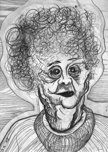 Drawing titled "Abuelita imaginaria" by Juan Britos, Original Artwork, Ink