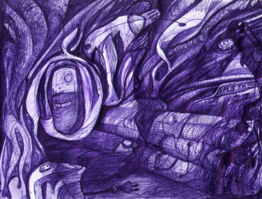 Drawing titled "En el interior de l…" by Juan Britos, Original Artwork, Ballpoint pen
