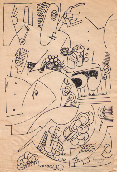 Desenho intitulada "Paseo interdiciplin…" por Juan Britos, Obras de arte originais, Tinta