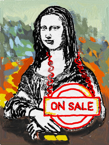 Digital Arts titled "on sale" by Fabio Presicce, Original Artwork, Digital Painting Mounted on Wood Stretcher frame