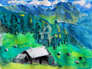 Pintura titulada "Dolomiti" por Fabio Presicce, Obra de arte original, Témpera