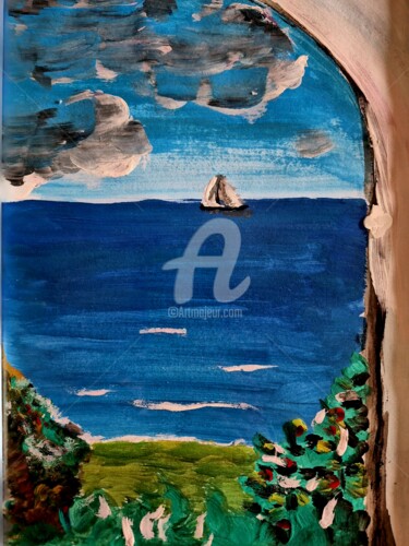 Pittura intitolato "guardando il mare" da Fabio Presicce, Opera d'arte originale, Acrilico