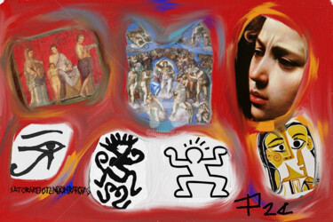 Painting titled "Arte Palindroma" by Fabio Presicce, Original Artwork, Digital Painting Mounted on Wood Stretcher frame