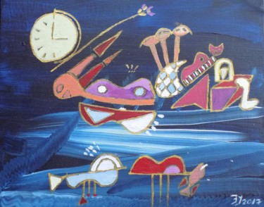 「Night Swimming」というタイトルの絵画 James Presleyによって, オリジナルのアートワーク, アクリル