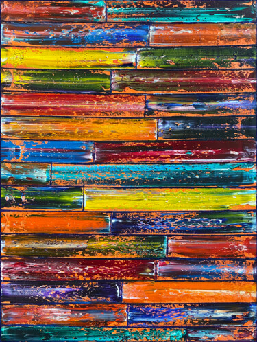 Pintura intitulada "Color Stacking" por Preston M. Smith (PMS), Obras de arte originais, Óleo