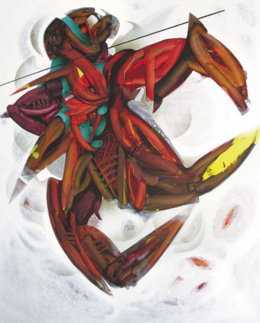 Painting titled "Archangel (Camael)" by Pribi, Original Artwork, Acrylic