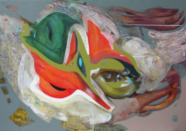 Peinture intitulée "RED FOX" par Pribi, Œuvre d'art originale, Acrylique