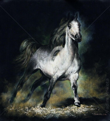 Painting titled "Arabian Horse" by Vadim Prikota, Original Artwork, Oil