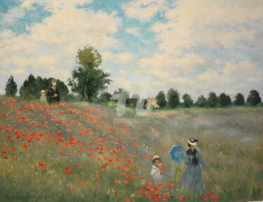Painting titled "Poppies Blooming" by Vadim Prikota, Original Artwork, Oil
