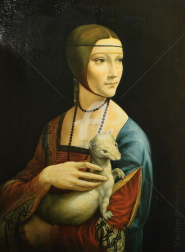 Painting titled "Lady with an Ermine" by Vadim Prikota, Original Artwork, Oil