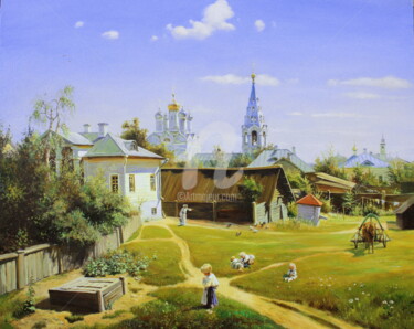 Painting titled "Moscow Backyard" by Vadim Prikota, Original Artwork, Oil