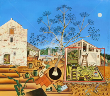 Painting titled "The Farm" by Vadim Prikota, Original Artwork, Oil