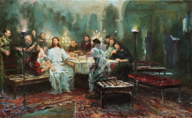 Painting titled "The Last Supper" by Vadim Prikota, Original Artwork, Oil