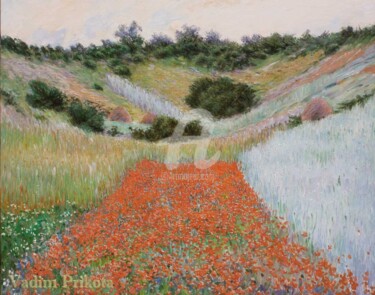 Painting titled "Poppy Field in a Ho…" by Vadim Prikota, Original Artwork, Oil