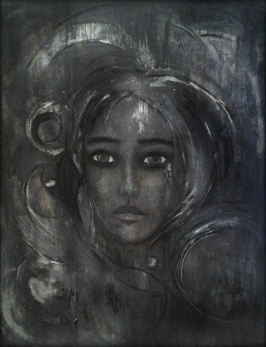 Painting titled "Belle de nuit" by Barbaram, Original Artwork, Acrylic