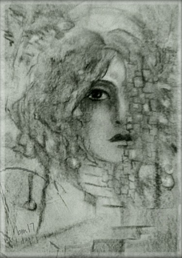Zeichnungen mit dem Titel "Louisa" von Barbaram, Original-Kunstwerk, Kohle